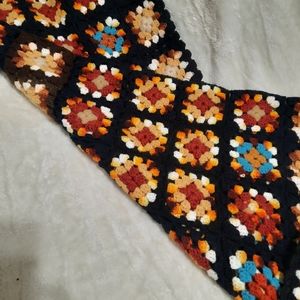 Knit Granny Square Afghan Throw Blanket 150×75cm